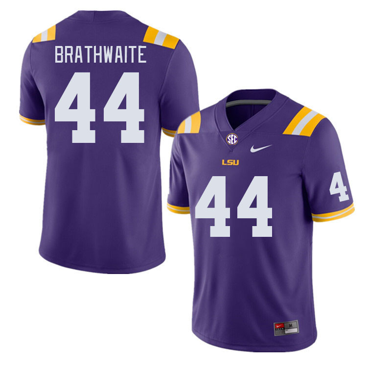 Men #44 Christian Brathwaite LSU Tigers College Football Jerseys Stitched Sale-Purple